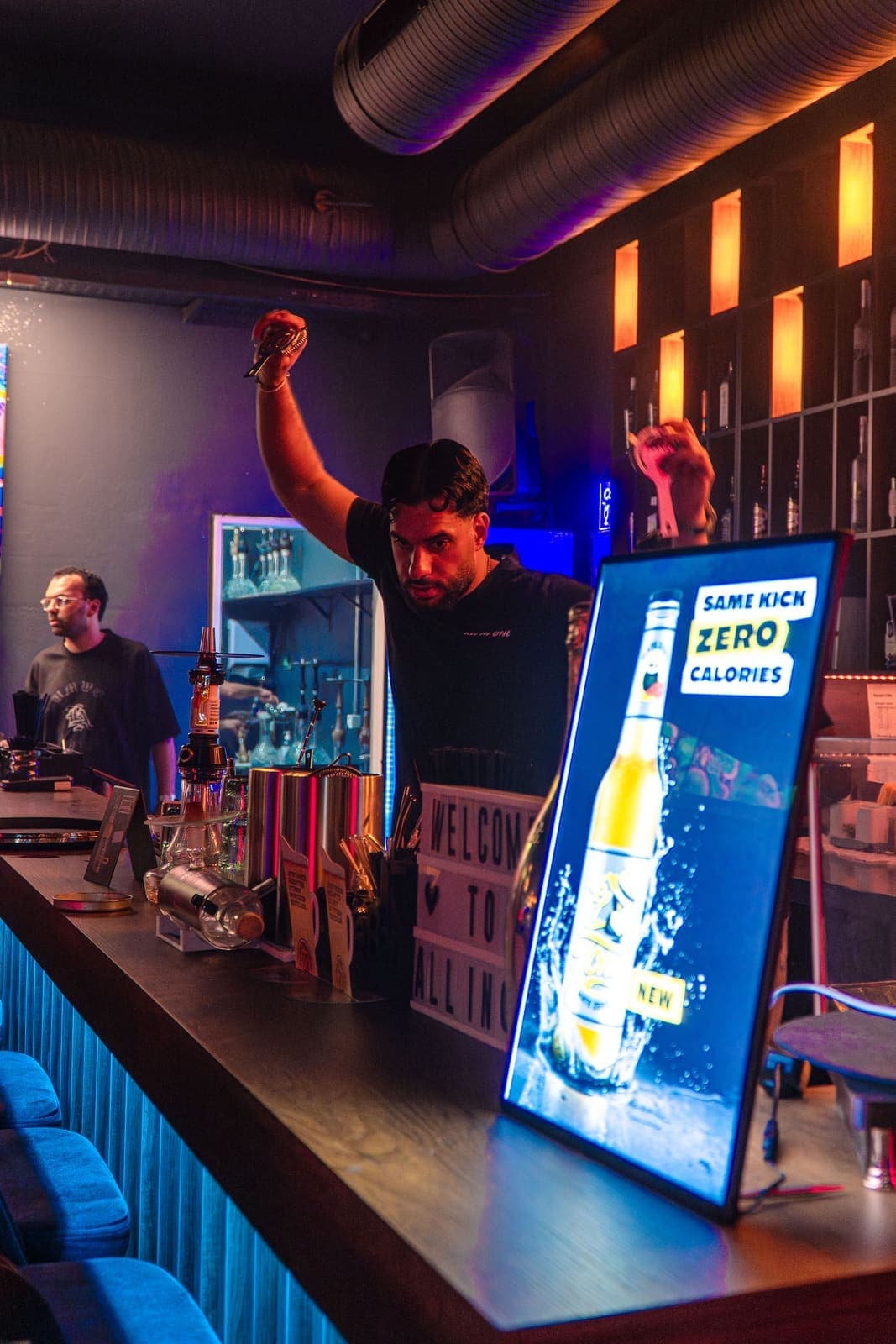 The crowd at the All in One Bar