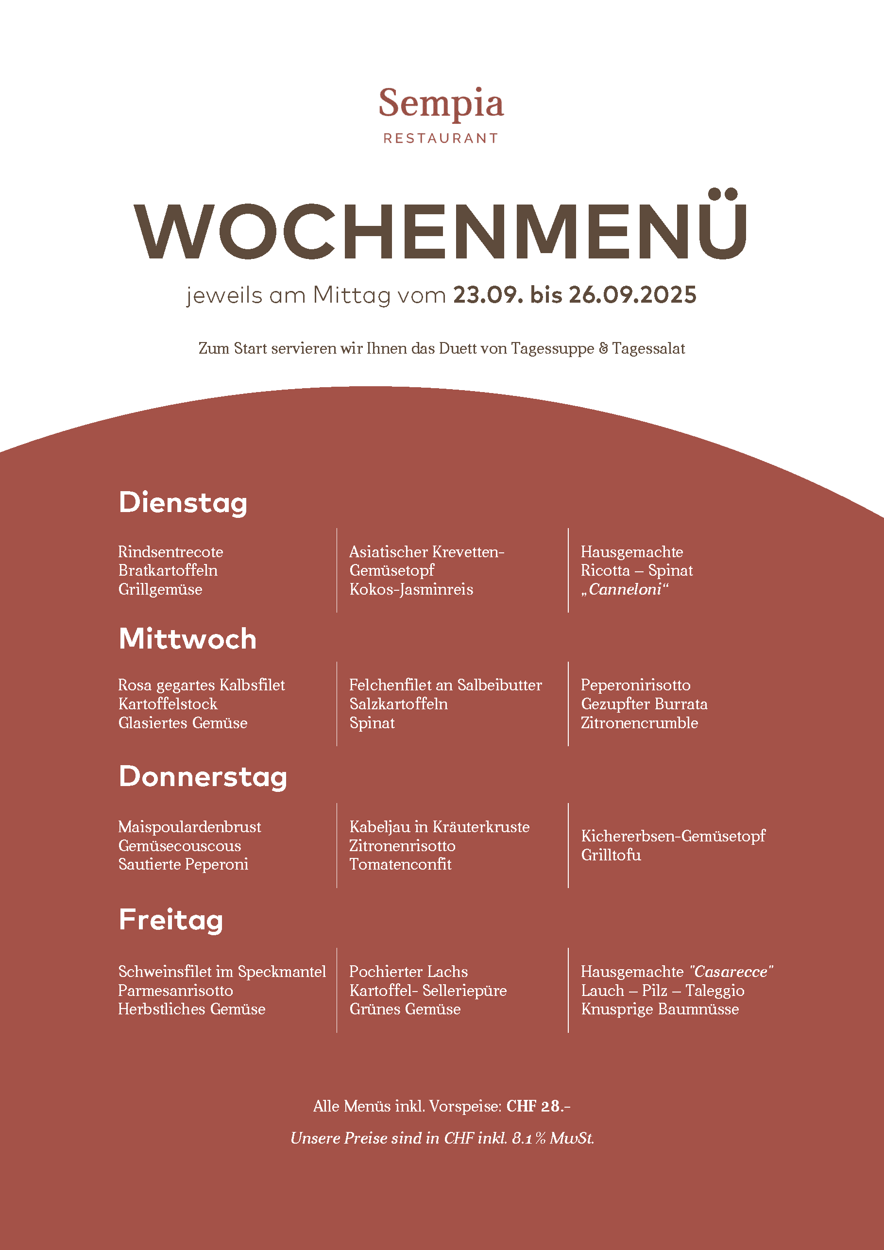 Sempia weekly menu